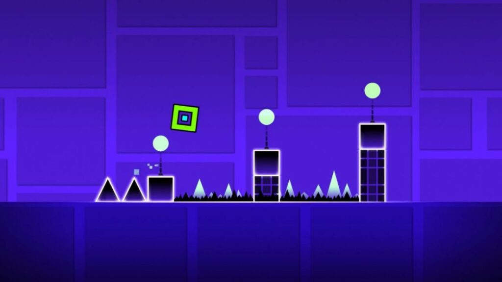 Captura de pantalla mostrando la acción en Geometry Dash y la construcción en Minecraft